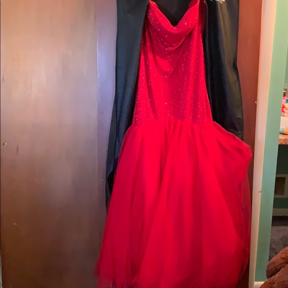 Red ruby mermaid gown prom dress